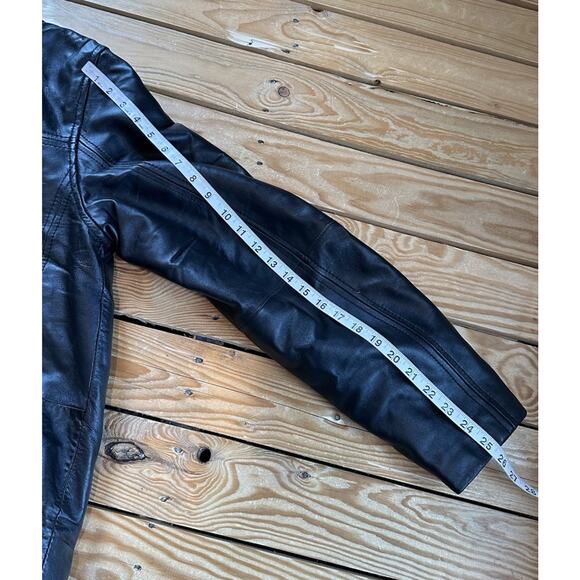EMC Men’s Leather Jacket Size Medium Black Full Zip - Picture 9 of 9